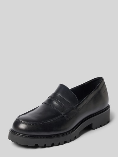 Produktfoto, schwarzer Loafer aus echtem Rindsleder Modell 'KENOVA' von Vagabond mit glatter Oberfläche und grober Profilsohle, Damen Loafer von Vagabond.