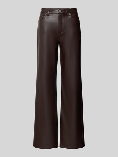 VERO MODA wide leg wijdte broek in leerlook model 'TESSA' Chocoladebruin - 1