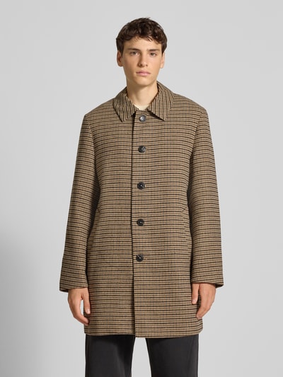 REVIEW Relaxed fit lange jas met platte kraag Lichtbruin - 4