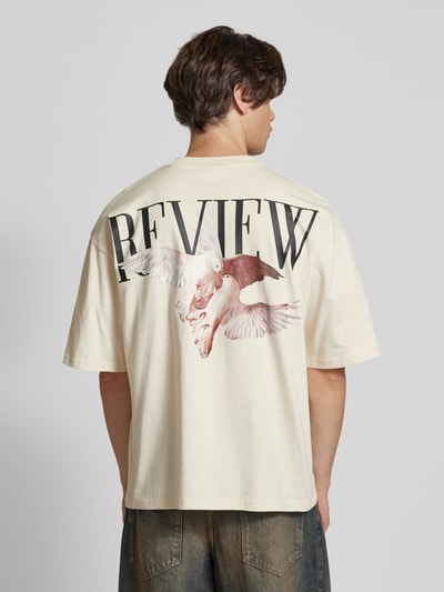 REVIEW T-Shirt mit Label-Print Ecru 5
