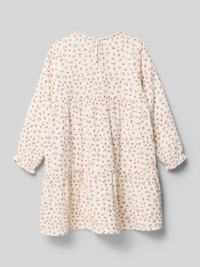 Productfoto, A-lijn vrijetijdsjurk uit pure katoen Model 'THYRA' van Only, midi-lengte, all-over bloemenpatroon, lange mouwen, ronde hals, flammé garen, katoen, kinderkleding