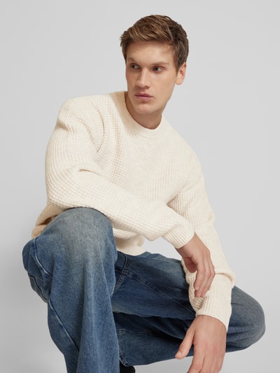 Jack & Jones Strickpullover mit Strukturmuster Modell 'OLLIE' Offwhite 3