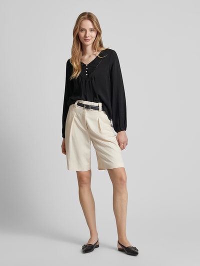 Vero Moda Bluzka z krótką listwą guzikową model ‘MIRA’ Czarny 1