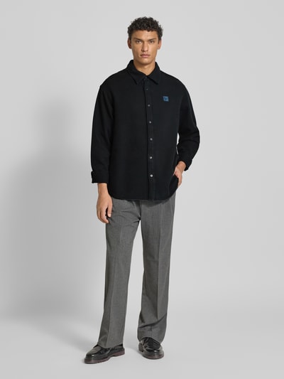 American Vintage Regular fit vrijetijdsoverhemd met labelpatch, model 'AFAZ' Donkerblauw - 1