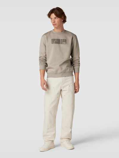 G-Star Raw Sweatshirt mit Label-Stitching Modell 'RAW.' Beige 1