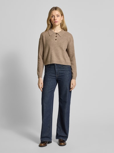 Vero Moda Regular fit pullover met polokraag, model 'EXCITING' Zand - 1