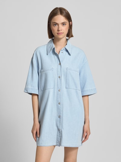 Noisy May Jeansjurk met borstzakken, model 'OREGON' Lichtblauw - 4