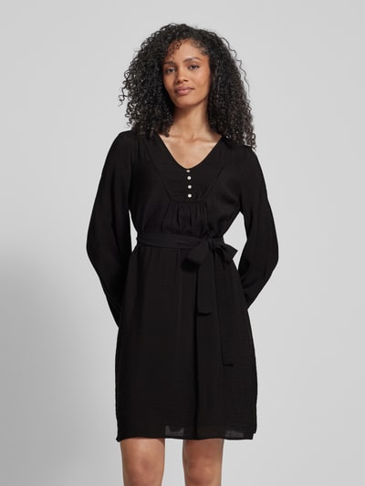 Vero Moda Mini-jurk met strikceintuur, model 'MIRA' Zwart - 4