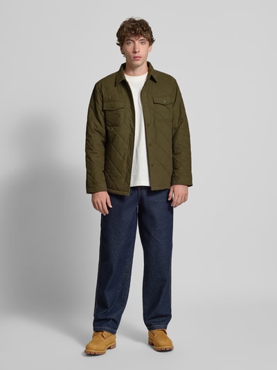 Pepe Jeans Regular fit overhemdjack van katoenmix, model 'QUILTED WORKSHIRT' Olijfgroen - 1