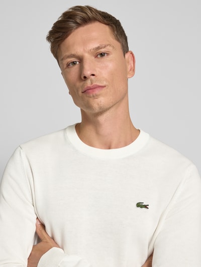 Lacoste Regular fit gebreide pullover van katoenmix  Offwhite - 3
