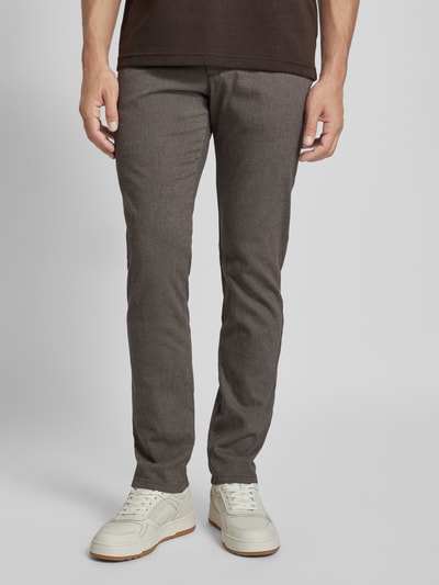 bugatti Regular fit stoffen broek in 5-pocketmodel, model 'Cordoba' Taupe - 4