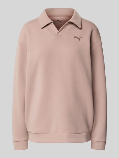 Produktfoto, Relaxed Fit Poloshirt mit Lyocell-Anteil von PUMA in zartem Rosé, Elastischer-Material-Mix, Logo-Detail, Polo-Kragen, Langärmelig, elastische Abschlüsse