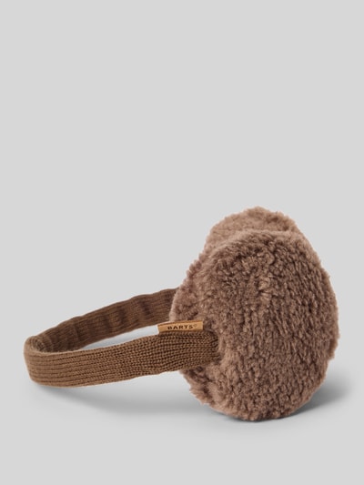 Produktfoto, weiche braune Ohrenwärmer mit Teddyfell-Besatz Modell 'Browniez' von Barts, beige-braune Struktur, Damen Mütze von Barts