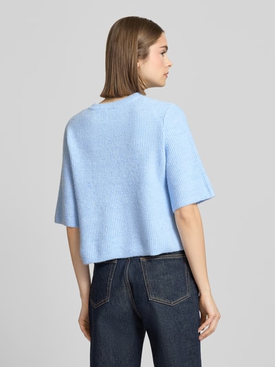 PIECES Regular Fit Strickjacke mit Woll-Anteil Modell 'SILLY' Hellblau Melange 5