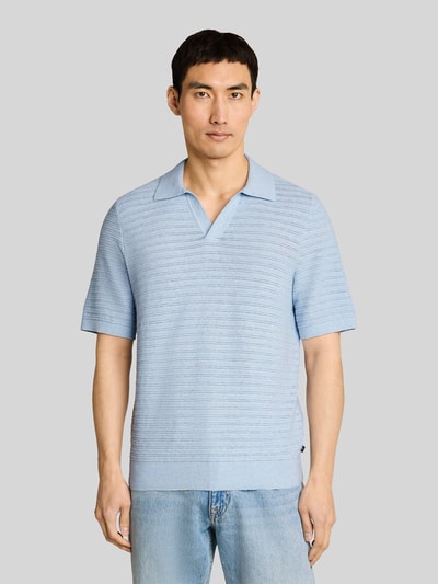 Tom Tailor Regular Fit Poloshirt aus Baumwoll-Leinen-Mix Hellblau 4