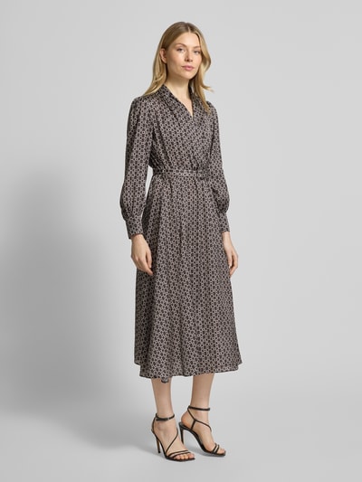 Rinascimento Hemdblusenkleid im Allover-Look mit Gürtel Black 1