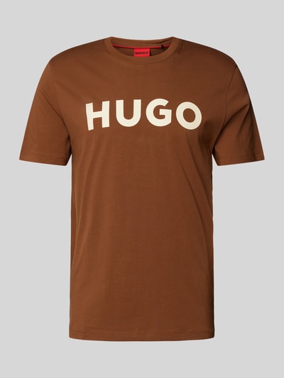 HUGO T-shirt met labelprint, model 'DULIVIO' Middenbruin - 2