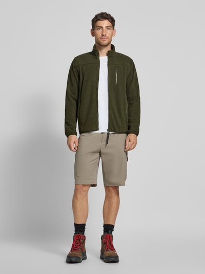 Lerros Fleecejack met opstaande kraag en labeldetail Olijfgroen - 1