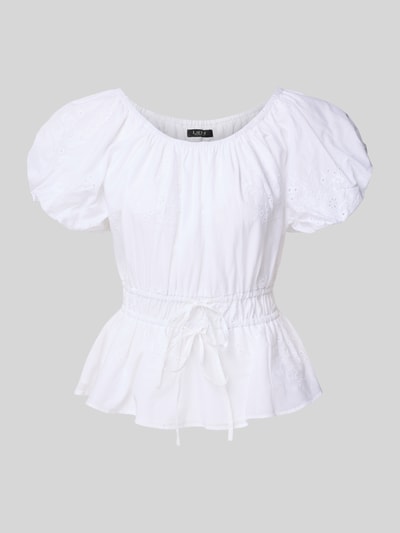 Lauren Ralph Lauren Bluse mit Lochstickerei und Puffärmeln Weiss 2