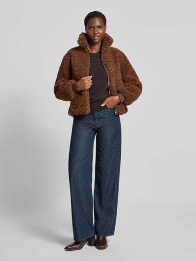 Marc O'Polo Boxy Fit Teddy-Jacke mit Pattentaschen Mittelbraun 1