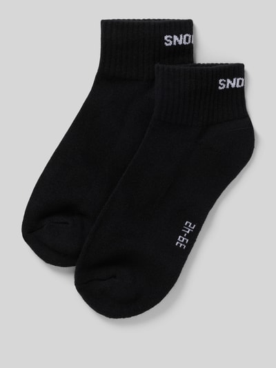 Produktfoto, Socken mit Label-Detail im 2er-Pack von Snocks, schwarz, Baumwoll-Mix mit Stretch, Rippenbündchen, körpernahe Passform