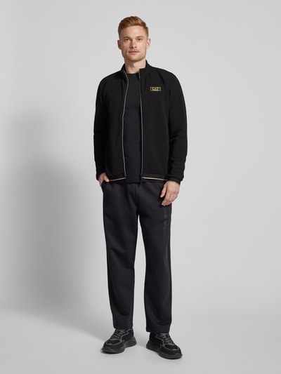 EA7 Emporio Armani Sweatjacke mit Strukturmuster Modell 'GOLD LABEL' Black 1