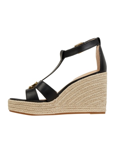 Lauren Ralph Lauren Wedges van leer, model 'Hale' Zwart - 4