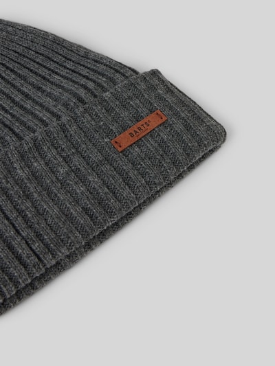 Barts Beanie met labeldetail, model 'WILBERT' Antraciet - 2