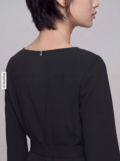 s.Oliver BLACK LABEL jumpsuit met strikceintuur Zwart - 3