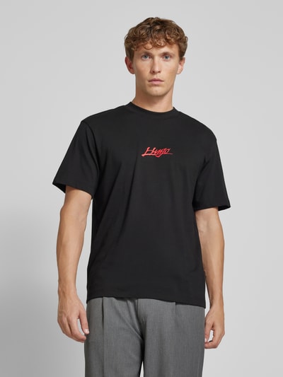 HUGO Regular fit T-shirt met ronde hals, model 'Dlogotee' Zwart - 4