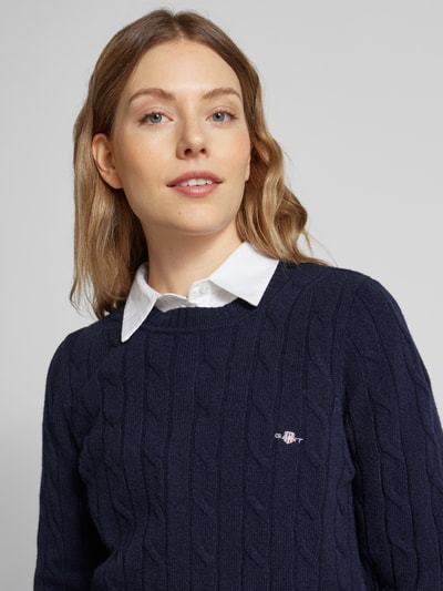 Gant Strickpullover mit Zopfmuster Dunkelblau 3