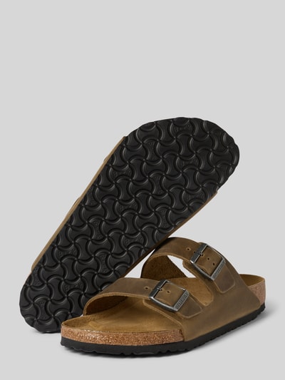 Birkenstock Slippers van leer met doornsluiting, model 'Arizona' Kaki - 4