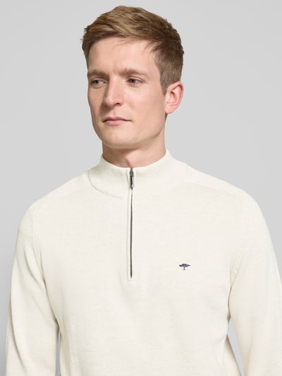 Fynch-Hatton Strickpullover mit Label-Stitching Offwhite 3