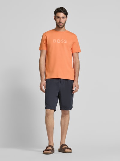 BOSS T-shirt met labelprint Oranje - 1