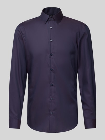 Jake*s Slim Fit Business-Hemd mit Kentkragen Aubergine 2