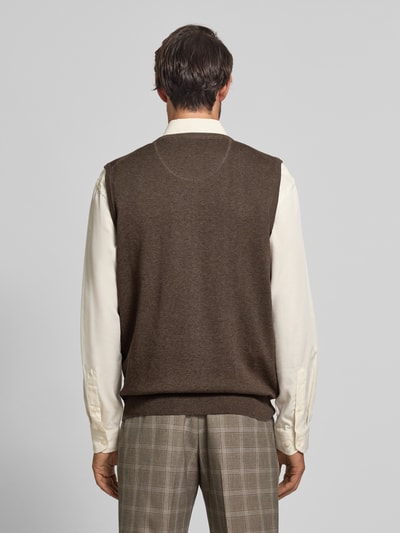 Fynch-Hatton Pullunder mit Logo-Detail Modell 'Slipover Superfine' Mittelbraun 5