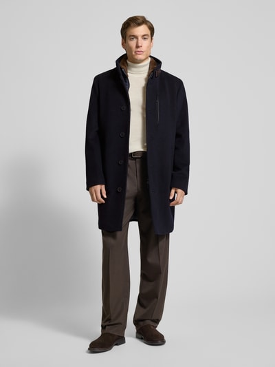 Roy Robson Regular fit lange jas van een mix van katoen en kasjmier Marineblauw - 1
