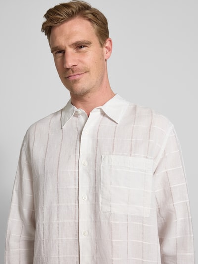 CK Calvin Klein Koszula casualowa z mieszanki lnu i bawełny z kołnierzykiem typu kent Biały 3