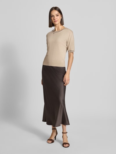 COMMA Regular fit pullover van viscosemix in tricotlook Zand - 1
