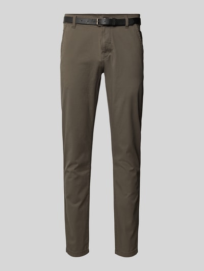 Lindbergh Regular Fit Chino mit Gürtel Oliv 2