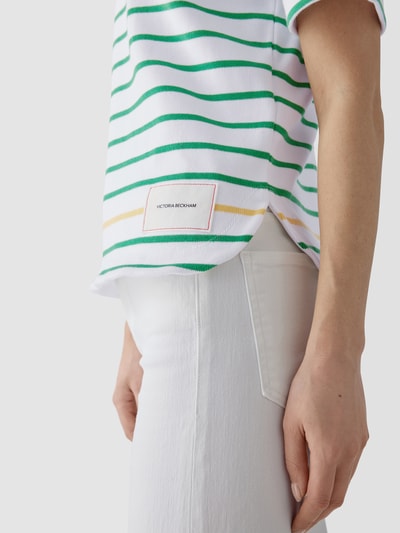 Victoria Beckham T-Shirt mit Streifenmuster Weiß 6