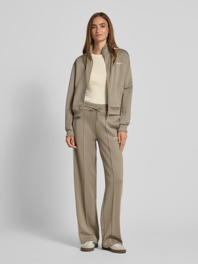 Guess Activewear Sweatjack met labelprint, model 'YARROW' Lichtbruin - 1