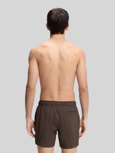 HUGO Badeshorts mit Label-Patch Modell 'DOMINICA' Dunkelbraun 4