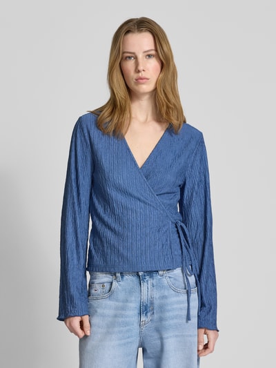 Colourful Rebel Regular Fit Wickelbluse mit V-Ausschnitt Modell 'Winona' Rauchblau 4