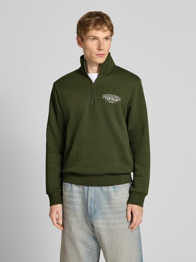 Jack & Jones Sweatshirt met opstaande kraag, model 'AKOTO' Donkergroen - 4