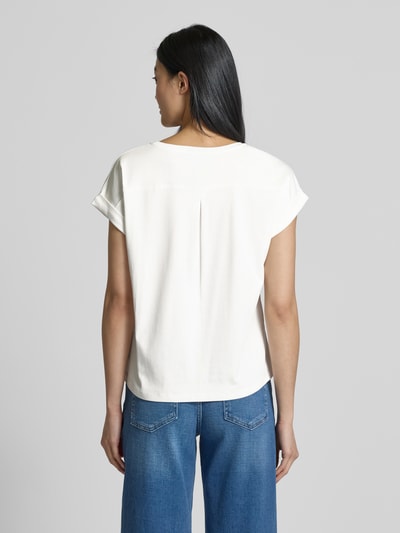 monari T-shirt met geribde ronde hals Offwhite - 5