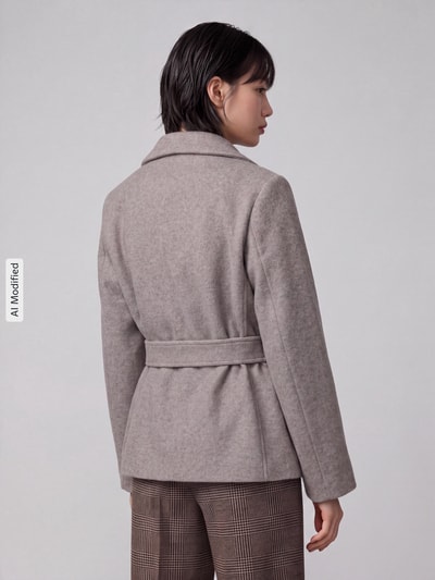 VERO MODA Regular Fit Webpelzmantel mit Bindegürtel Modell 'FORTUNEMAJA' Sand 5