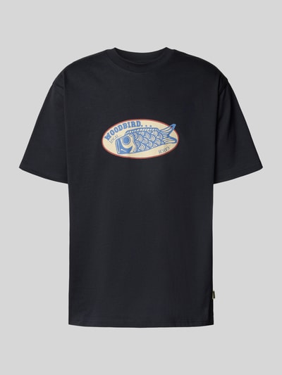 WOODBIRD T-Shirt mit Label-Print Modell 'Baine' Black 2