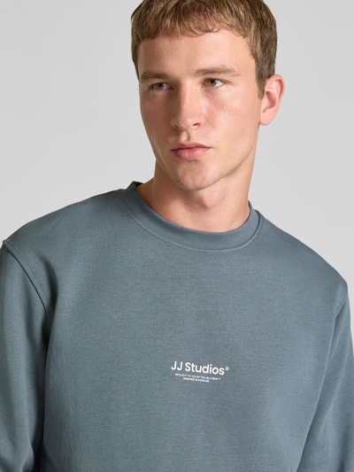 Jack & Jones Sweatshirt met labelprint, model 'SOHO' Blauw - 3