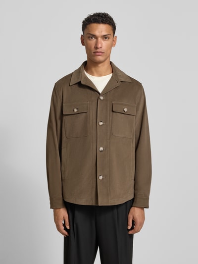 BOSS Regular fit overhemdjack van katoenmix, model 'CARPER' Leem - 4